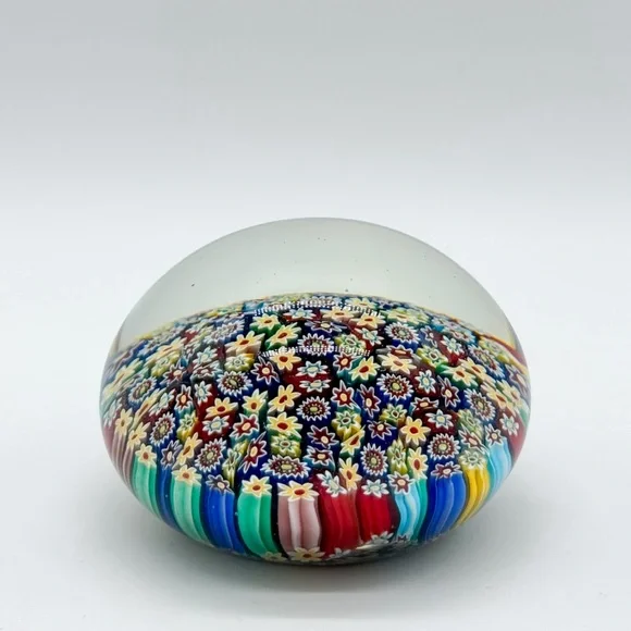 Murano Millefiori Paperweight  Vintage Art Glass Italy Sticker Paper Weight - Picture 5 of 14